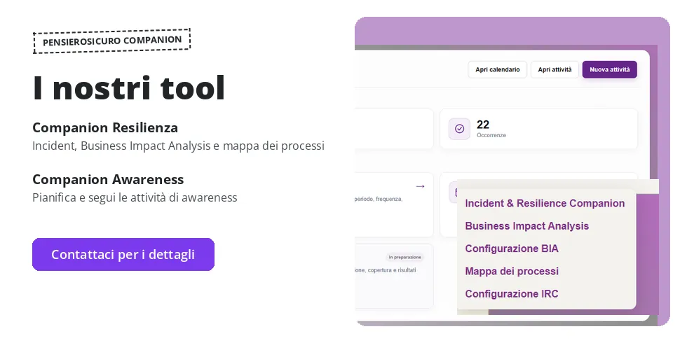 PensieroSicuro Companion Resilienza: incident, Business Impact Analysis e mappa dei processi